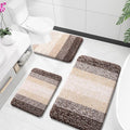 OLANLY Bathroom Rugs Sets 3 Piece, Soft Absorbent Microfiber Bath Mats and U-Shaped Contour Toilet Rug, Plush Shaggy Bath Mat Set for Bathroom (36"x24"+24"x16"+24"x20", Brown)