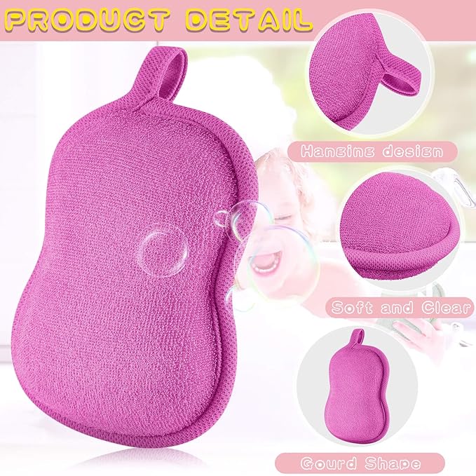 Tatuo 4 Pieces Baby Bath Sponge Cotton Baby Sponge Toddler Soft and Absorbent Loofah for Kids Babies Men Women (Red, Purple)