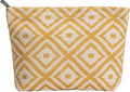 Parallel Checkered Embroidery Yellow Makeup Bag for Women Girls - Large Capacity Cosmetic Pouch | Travel Toiletry Bag & Purse Organizer