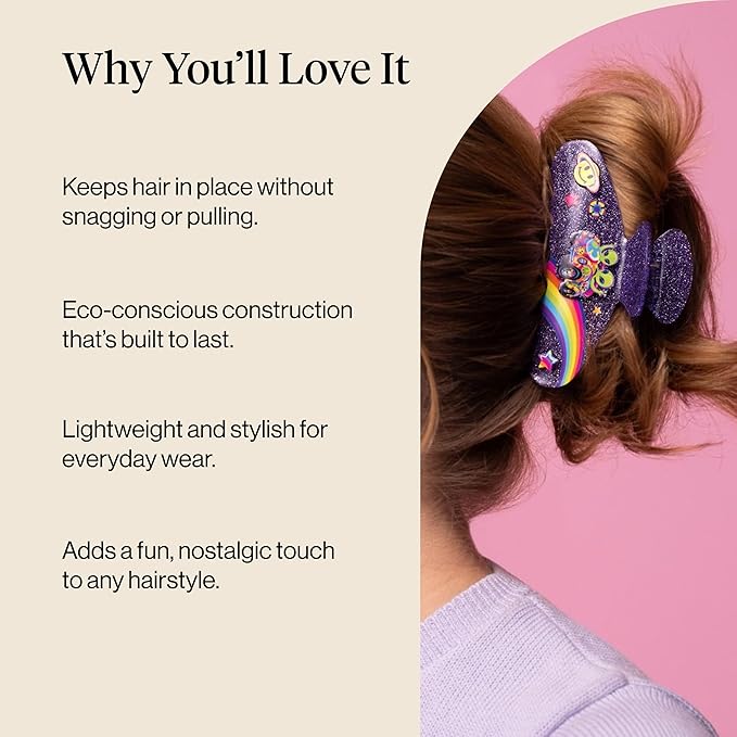 Lisa Frank x Kitsch Purple Glitter Hair Clip for Women – Secure Hold Claw Clip | Sparkly Hair Accessories with Strong Grip | Ideal Gifts for Women, Teens - Zoomer and Zorbit
