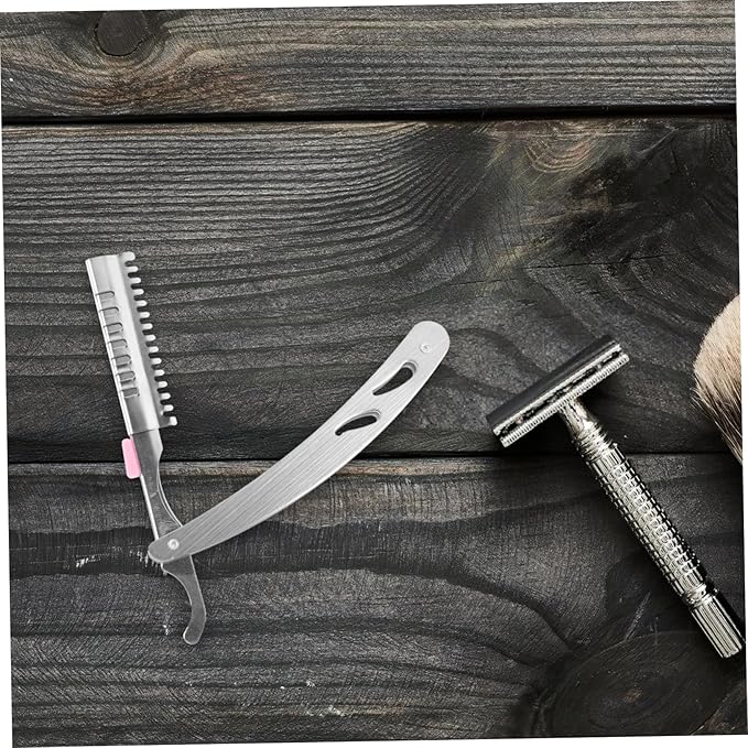 FRCOLOR Stainless Steel Manual Razor Shaver for Men Vintage Folding Straight Razor Beard Shaving Tool Eyebrow Shaping Haircut