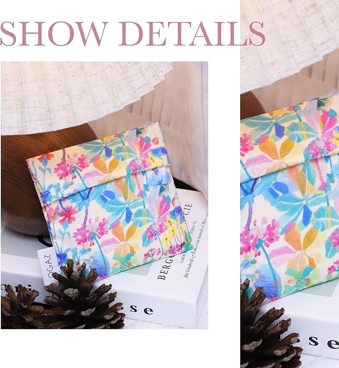 DGAZ Sanitary Napkin Storage Bag, Period Bag for Teen Aged Girls, Portable Period Bag for Panty Liners/Menstrual Cup/Small Tampons，Mini Makeup Bag for Purse(Emerald White)