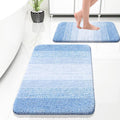 OLANLY Bathroom Rug Set 2 Piece, Soft Absorbent Microfiber Bath Rug Set, Non-Slip, Machine Wash Dry, Plush Shaggy Bath Mats for Bathroom (30"x20"+24"x16", Light Blue)