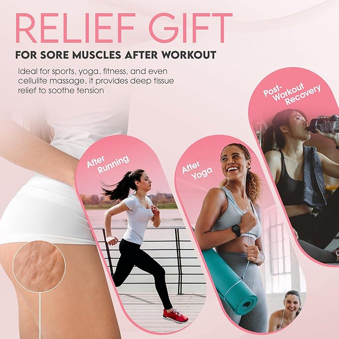 Cellulite Massage Roller, Fascia Blaster, Lymphatic Drainage Massager, Relieve Muscle Soreness, Body Sculpting Tool with Detachable Handles for Thighs, Legs, Buttocks, Gift Exfoliating Brush (Pink)