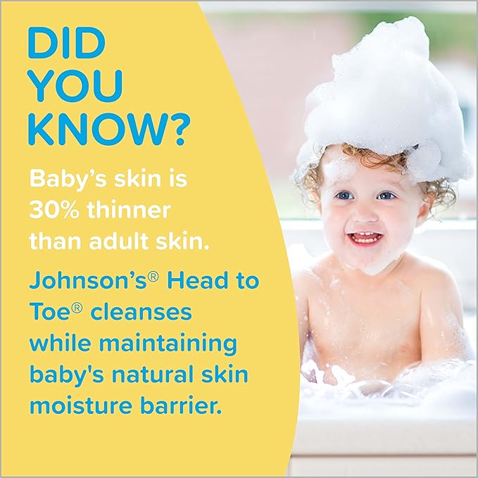 Johnson's Head-to-Toe Gentle Tear-Free Baby & Newborn Wash & Shampoo, Sulfate-, Paraben- Phthalate- & Dye-Free, Hypoallergenic Wash for Sensitive Skin & Hair, 27.1 fl. Oz (Pack of 2)