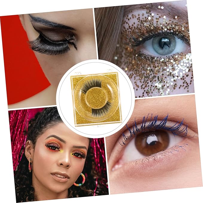 6pcs Glitter Square Eyelash Packaging Boxes Transparent Lash Storage Cases with Shiny Bottom Cards Lightweight Holders for Easy Eyelash Organization and Display