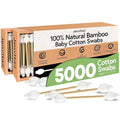 100% Bamboo Cotton Swabs for Ears (5000-Pack) - Perfect for Baby & Personal Care | Double-Tipped Ear Swab Cotton for Makeup & Cleaning | FSC Certified & Hypoallergenic, Made for All Ages & Pet
