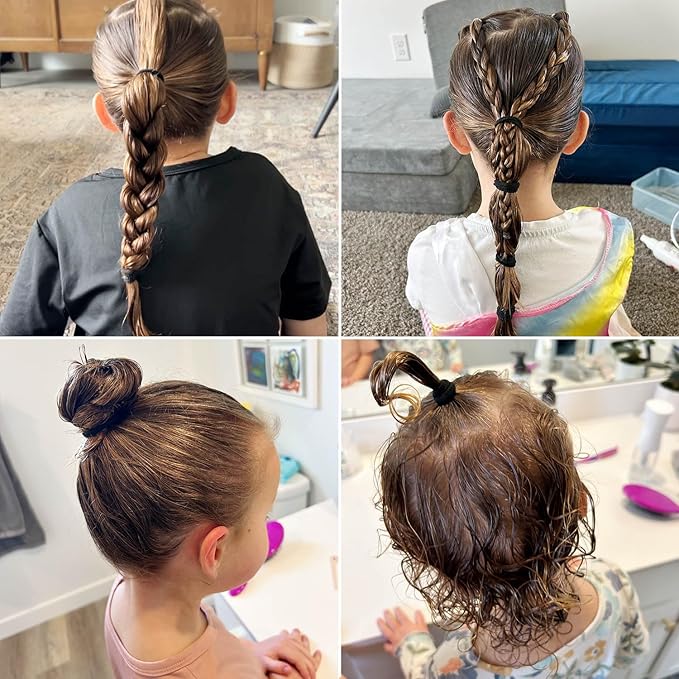 200 Pack Hair Ties BEoffer Kids Baby Toddlers Girls Elastics Hair Bands No Damage Black Small Rubber Bands Ponytail Pigtails Holders Not Harm to Hair (Black)