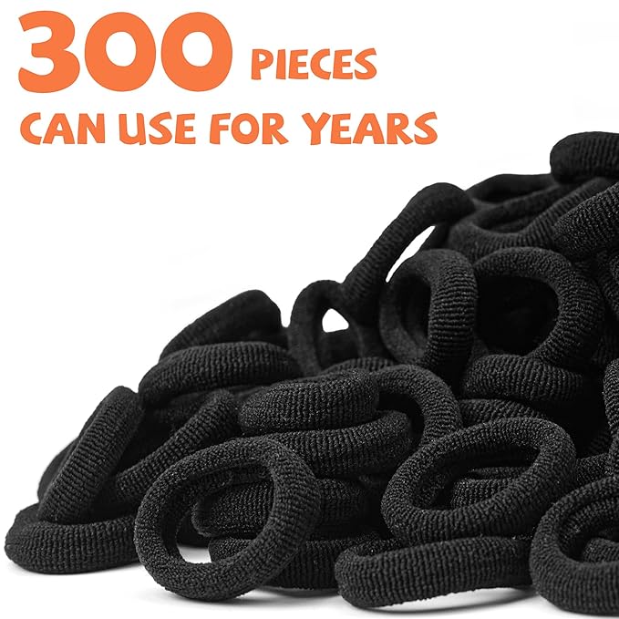 CÉLLOT Baby Hair Ties, Black Nylon Toddler Hair Ties for Girls, Kids Seamless Hair Bands, Girls Elastic Ponytail Holders, Diameter 0.8 Inch