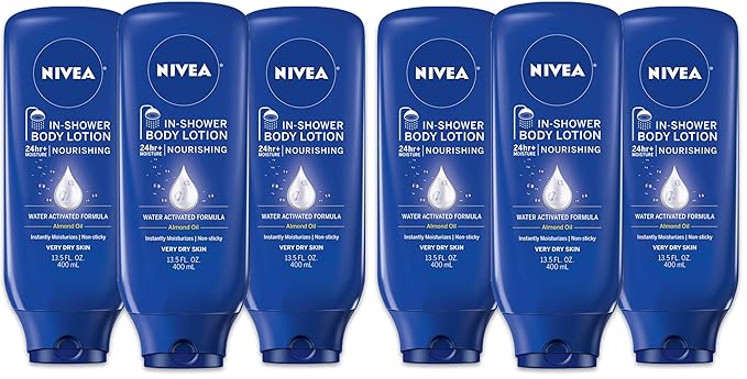 NIVEA Nourishing In Shower Lotion,Body Lotion for Dry Skin,13.5 Fl Oz Bottle,(Pack of 6)