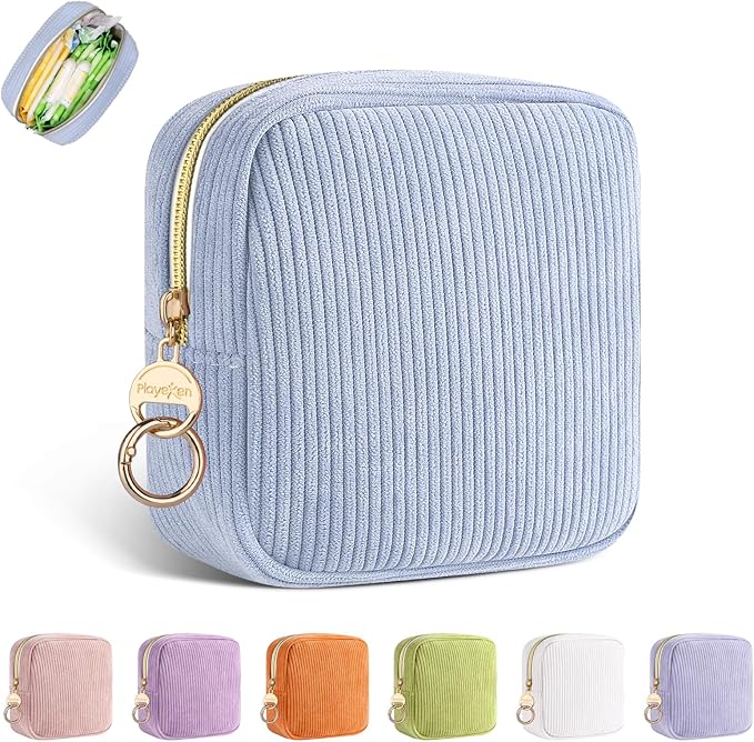 Period Bag for Teen Girls, Corduroy Sanitary Napkin Storage Bag, Menstrual Pad Pouches Tampon Holder for Purse