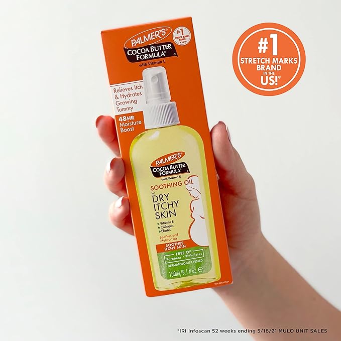 Palmer's Cocoa Butter Formula Soothing Oil with Vitamin E, Dry, Itchy Skin Relief, Anti-Itch Body Oil, 5.1 Ounces