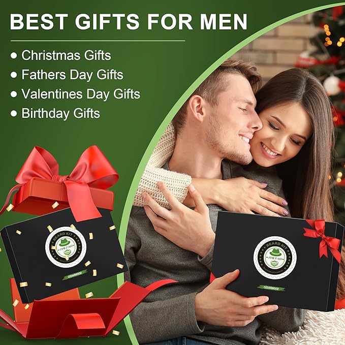 Dad Husband Christmas Gifts,XIKEZAN Beard Kit for Men Grooming with Cedarwood Wash,Conditioner,Oil,Balm,Brush,Comb,Scissors,Anniversary Valentines Birthday Fathers Gift Ideas for Men Grandpa Boyfriend