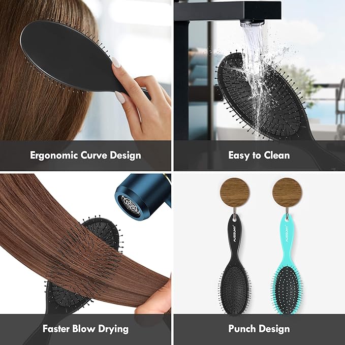 Air Cushion Detangling Hair Brush - 4 Pack Detangler Hairbrush with Ultra Soft Bristles for Effortless Tangle Removal - For Wet Dry Damaged Curly Hair for Women Men Boys Girls Kids - Purple