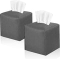2 Pack, VIVIDLY Tissue Box Cover Holder, Square Modern PU Leather Tissue Box Holder, Can be Used for Bathroom Dressing Table, Bedside Table, Office Desk & Car 5"X5"X5"- (Charcoal Color, 2)