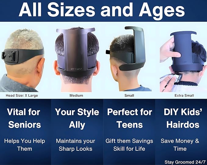Self Haircut Kit for Men | 2Pcs SelfCut Guide for Men: Neckline Shaving Template & Fade Guide | Adjustable Size Hair Fade Tool & Stable Neck Line Up Tool | Hair Cut for Kids & Seniors