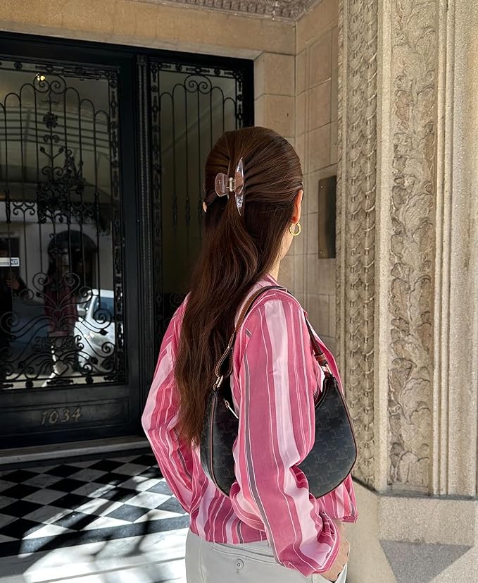 Luxury Mocha Claw Clip for Women | Our Acetate Mocha Hair Clip Feels Light, Looks Smooth and is Easy to Wear | Use for easy Half Ups with No Snagging and a Secure Grip in a Large Four Inch Size