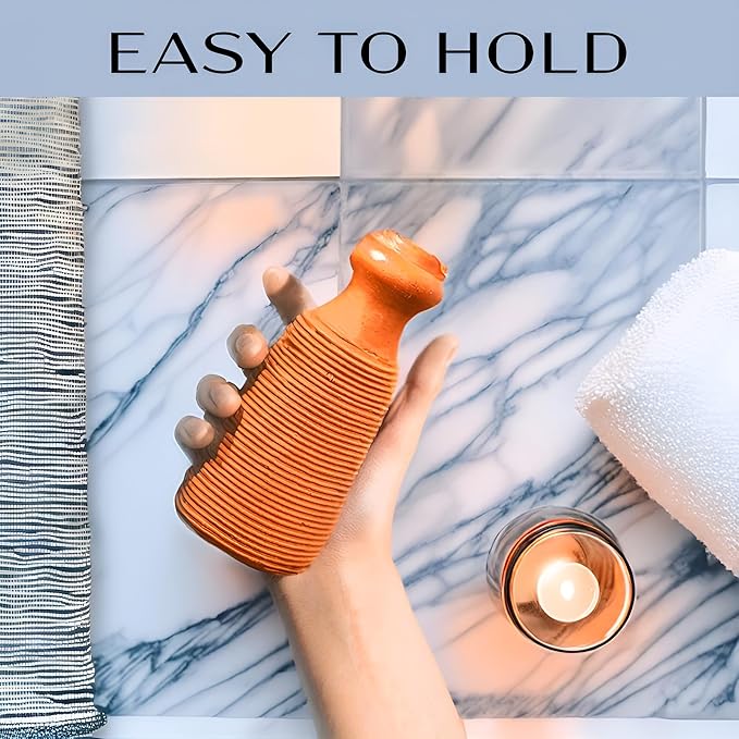 Pumice Stone for Feet - 2-Sided Terra Cotta Foot Scrubber, Professional Exfoliating Clay Stone for Feet Hands Body Care - Pumice Stone for Feet Callus Remover, Brown