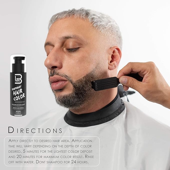 Level 3 Temporary Hair Color, Tint Brush Set & Black Tint Bowl Kit - Use for Mixing, Dying, and All Coloring Needs - For Black Hair Beards - Full Beard in Minutes - Easy to Apply