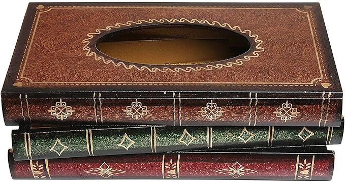 Antique Book Design Wood Bathroom Facial Tissue Dispenser Box Cover/Novelty Napkin Holder…
