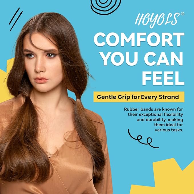 Hoyols Strong Hair Elastic Rubber Bands Ponytail Polyband No Damage Ties for Hair Women Girl Reusable 1000 Piece Pack (Brown) TPR
