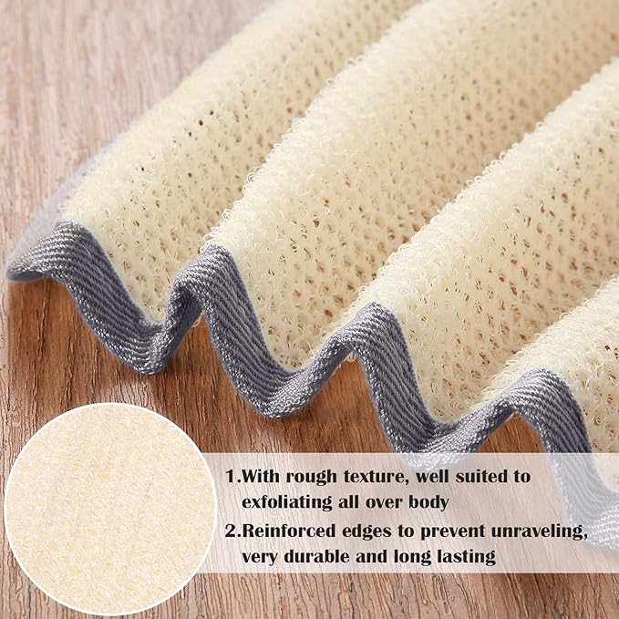 Tatuo 5 Pcs Exfoliating Face and Body Wash Cloths Towel Weave Bath Exfoliating Scrub Massage Bath Cloth for Women and Men, 10.63 x 9.05 Inch (Gray Edge)