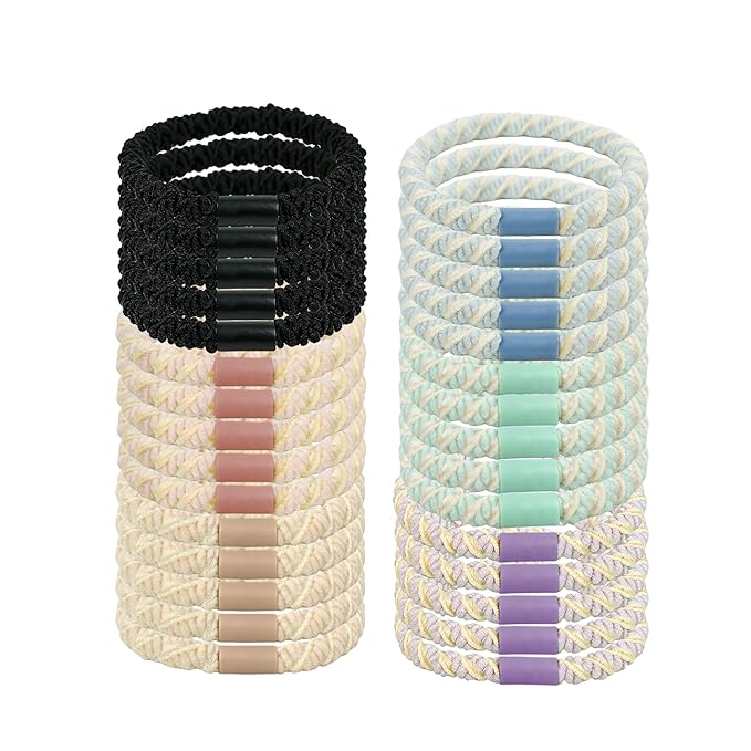 30 PCS Elastics Thread Hair Ties for Women, Adjustable No Damage Ponytail Holders for Women Girls, 4MM Rubber Bands for Hair, 6 Colors