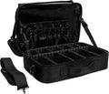 Carrywell Makeup Bag Travel Case, Not-Made In China, Hard Train Case for Cosmetics, Portable Beauty Artists Organizer, Storage Box With Adjustable Dividers For Make Up and Brushes, Medium Black