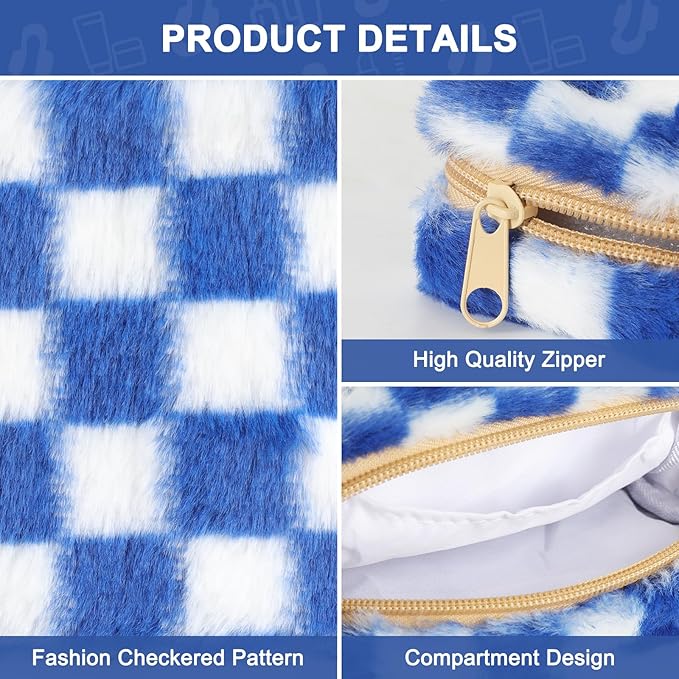 Sanitary Napkin Storage Bag, Period Bag for Teen Girls, Checkered Portable Menstrual Pad Pouch for Panty Liners, Tampon Storage Pouch for Women Ladies Daily Use Storage Purse Travel