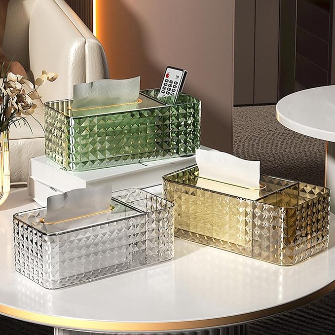 Tissue Box Cover Rectangle,Tissue Holder Napkin Dispenser for Bathroom Bedroom Living Room Office (Gold)