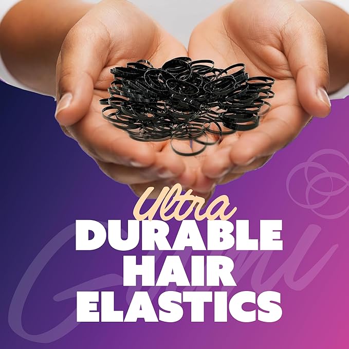 Black Elastics 1/2 inch Hair Band Extra Small for Thick or Thin Hair