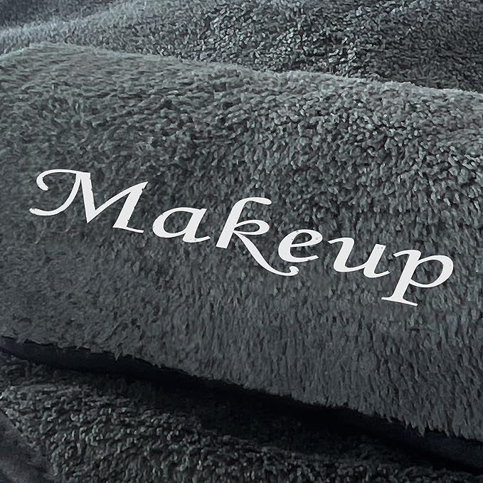 Cosy Family 20 Pack Makeup Remover Wash Cloths - Soft Microfiber Fingertip Facial Cleansing Cloths for Hand and Make Up, 12 x 12 in, Black Grey