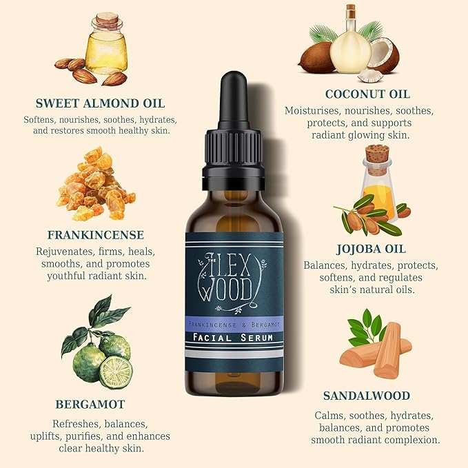 Frankincense and Bergamot Gift Set for both Men and Women - Face Cream and Serum - handcrafted, 100% Natural, Vegan, Moisturising, Anti Ageing, Cruelty Free, Palm Oil Free, Plastic Free