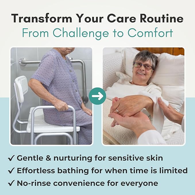 Nurture XL Ultra Thick Body Wipes for Adults w/Aloe | 40 Extra Large Disposable Cloth Wet Cleansing No Rinse Bathing Washcloths, Waterless Shower | Bath Wipe for Women, Men & Elderly