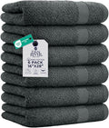 DAN RIVER 6-Pack Premium Hand Towels (16x28 Inches) - 100% Cotton, Ultra Soft, Lightweight, Highly Absorbent Towels for Bathroom, Spa, Gym, Salon, Hotel, and Travel – Gray