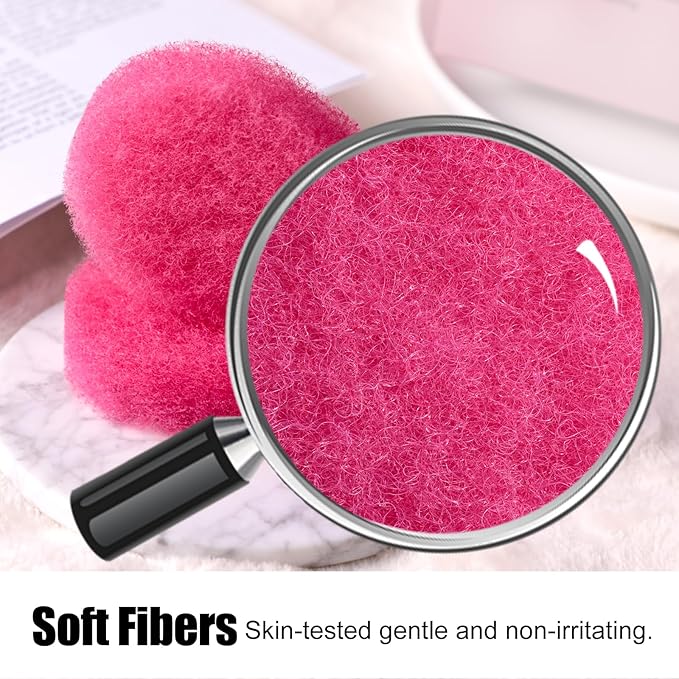 BS-MALL Facial Sponge 12 Pcs – Exfoliating Face Scrubber for Deep Cleansing, Removes Blackheads, Reusable Design, Perfect for Skin Care Routine (Hot Pink-Soft Texture)