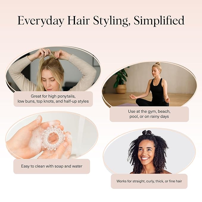 Kitsch Spiral Hair Ties for Women – Coiled Plastic Hair Ties No Damage, Ponytail Holders for Thick and Thin Hair – Creaseless and Dent-Free, Phone Cord Style | Ideal Gifts for Women - Blonde, 8Pcs