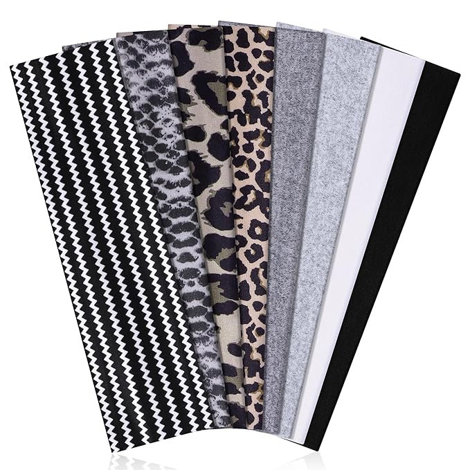 8 Pack Headbands for Women Non Slip - Stylish Sports Hair Bands for Women's Hair - Soft Cotton Cloth Stretchy Headbands for Women for Yoga, Outdoor Exercise Running