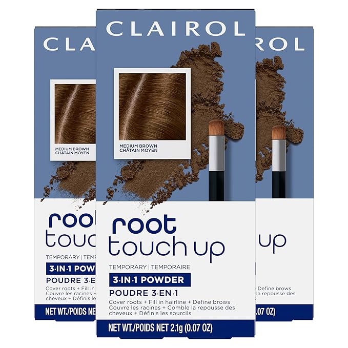 Clairol Root Touch-Up Temporary Concealing Powder, Medium Brown Hair Color, Pack of 3