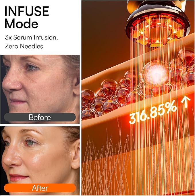 INIA 3-in-1 Red Light Therapy for Face and Neck Beauty Device for Puffiness & Skin Firming Skincare Tool (White)