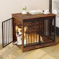 31.9" Dog Crate Furniture with Barn Door, Heavy Duty Dog Kennel Indoor with 2 Doors, Wooden Pet Cage End Table for Small Medium Dogs up to 44 lb, Anti-Chew Anti-Escape, Rustic Brown DFC83601B