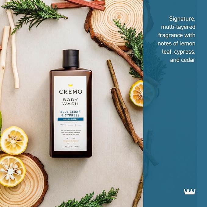 Cremo Body Wash for Men, Rich-Lathering Cypress and Cedar, 16 Fl Oz