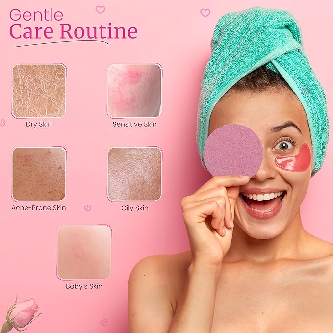 60 Count Compressed Facial Sponges - Natural Wood Pulp Round Esthetician Face Sponges for Cleansing, Daily Face Washing, Exfoliating Makeup, and Mask Removal