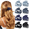 8 PCS Medium Hair Clips for Women Girls - 2 Styles Rectangle and Double Row Teeth Small Claw Clips for Thin Thick Hair, Matte Non-slip Strong Hold Jaw Clips Hair Accessories, Midnight Blue