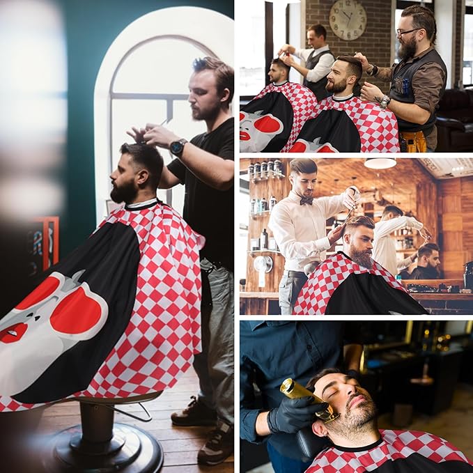 Professional Hair Cutting Cape with Neck Duster Brush, Waterproof Salon Barber Cape with Snaps, Barber Accessories