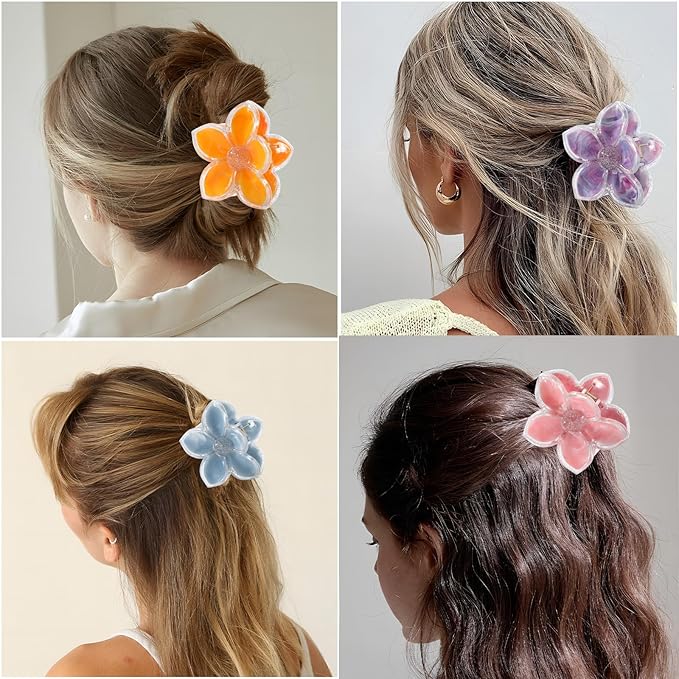 Flower Hair Clips for Women 6 Pcs Hawaiian 2026 New Large Claw Clips Plumeria Large Hair Claw Clips for Thick Thin Hair Beach Hair Accessories for Women Teens
