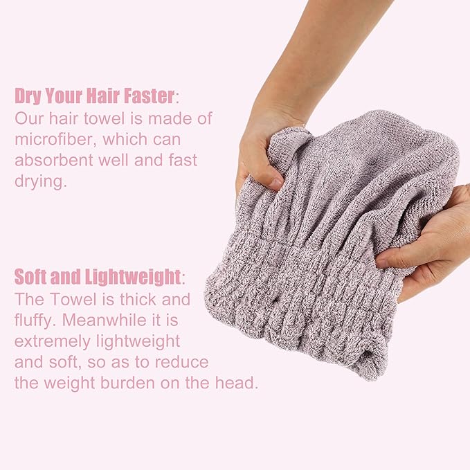 VOCOSTE Charcoal Fiber Hair Drying Towel Dry Cap, Lightweight Strong Absorbent, for After Bath Drying Hair, Purple
