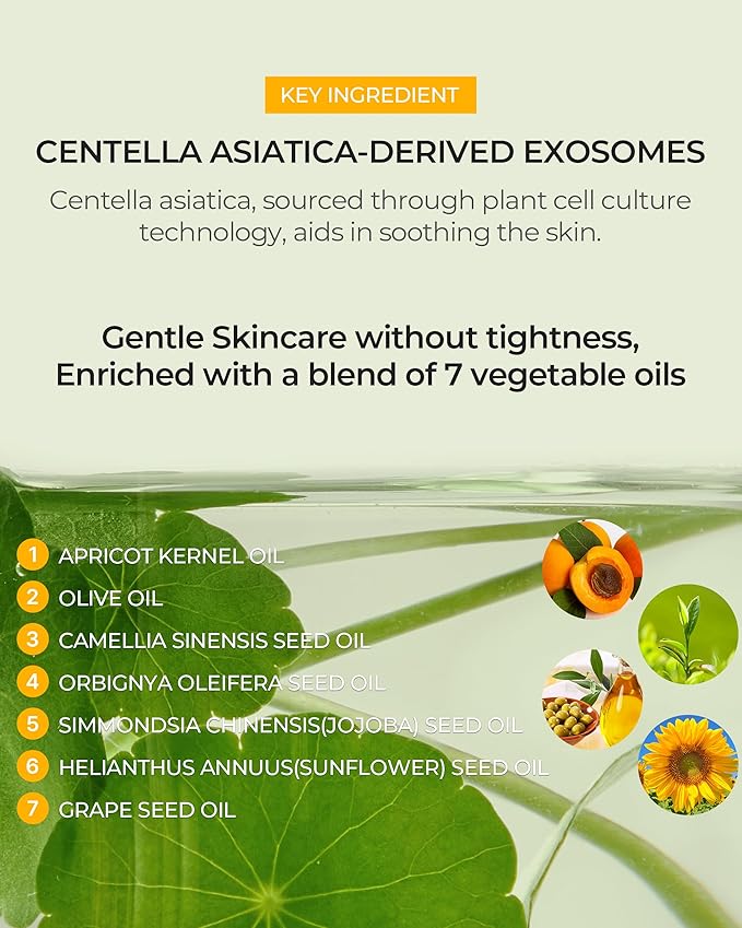 BE THE SKIN Glass Skin Cleansing Oil - 7 Plant Oils + Centella Exosomes & Squalane, Melts Waterproof Makeup & Blackheads, Lightweight Fast-Emulsifying Formula for All Skin Types | 5.07 fl oz