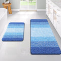 OLANLY Bathroom Rug Set 2 Piece, Soft Absorbent Microfiber Bath Rug Set, Non-Slip, Machine Wash Dry, Plush Shaggy Bath Mats for Bathroom (47"x20"+24"x16", Light Royal Blue)