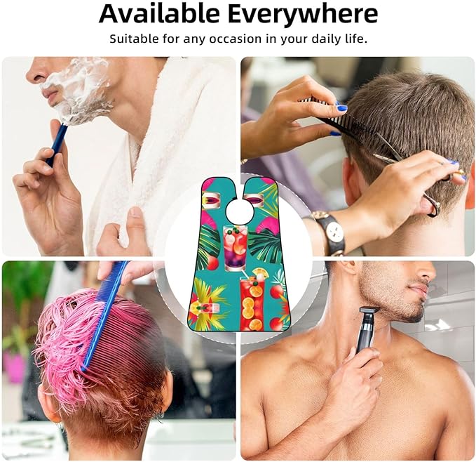 Tropical Fruit Pineapple Print Beard Bib Shaving Apron, Beard Hair Trimming Cape Gift For Dad
